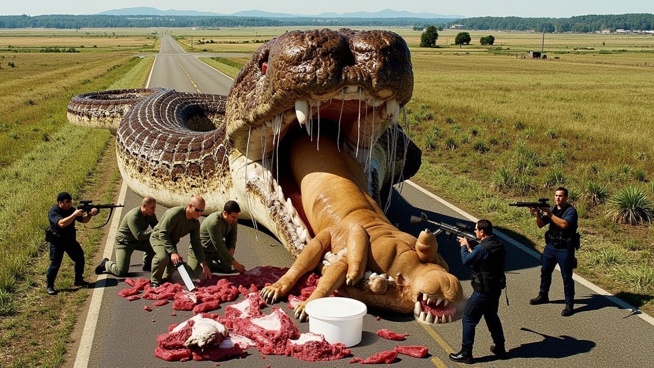ANIMAL RESCUE: Brave rescue team saves innocent dog from giant python