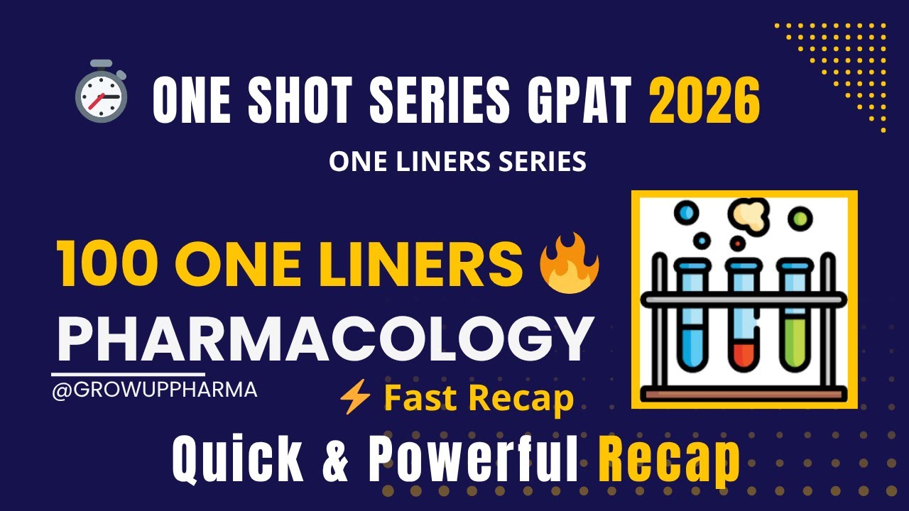 Pharmacology in 100 One Liners | Most Important GPAT & NIPER 2026 Points at a Glance