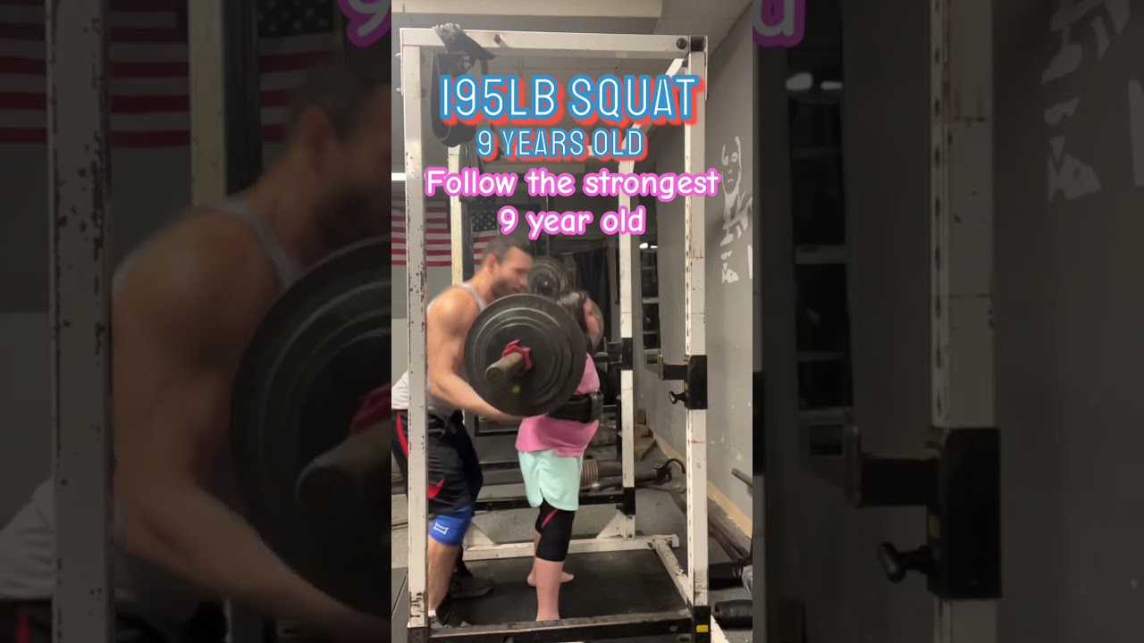 195lb squat PR. 9 years old #shorts #squat #fitness #gym #gymgirl #gymlife #sophiebell