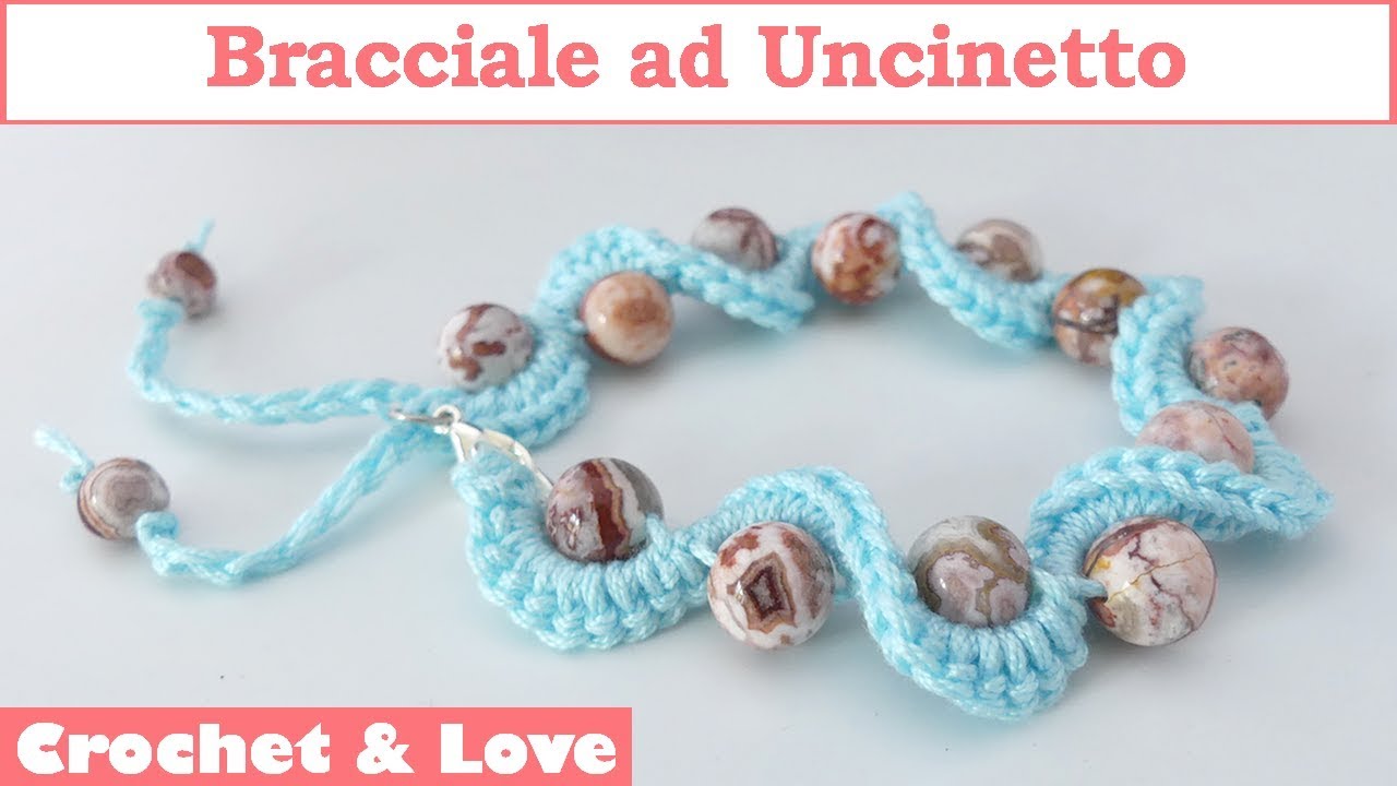 Tutorial braccialetto ad uncinetto con perle - facile e veloce (sub. English y Espanol)