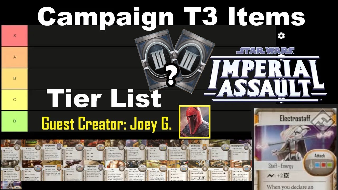 Imperial Assault Campaign Items 3 - Tier List and Analysis by guest Joey G