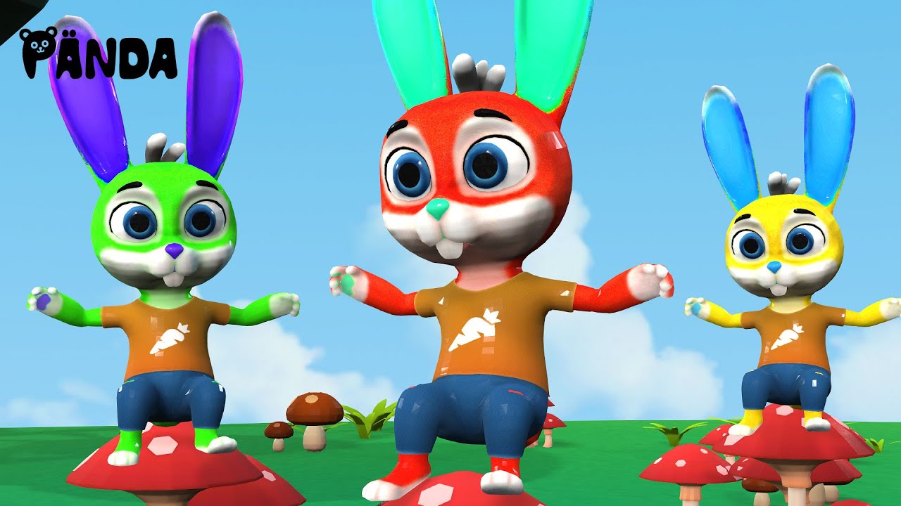 Learning Colors With Panda | Five Little Bunnies Song | Nursery Rhymes & Kids Songs