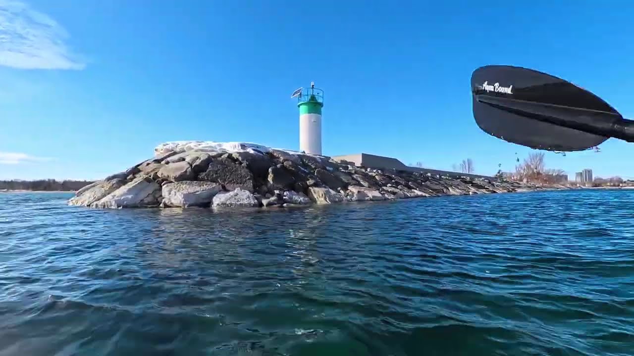 Kayak. Winter Kayaking in Lake Ontario. -8C