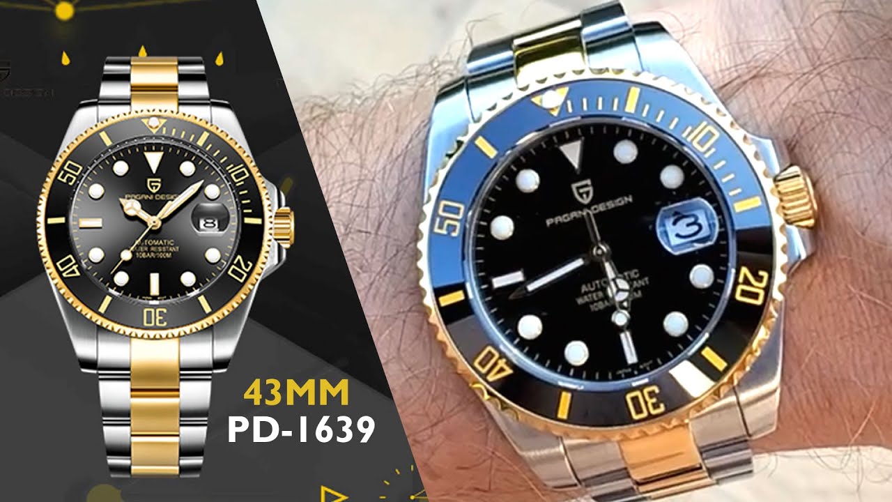 Does it look like Rolex Submariner Bumblebee or 43mm Sea-Dweller? Pagani Design PD-1639 Black & Gold