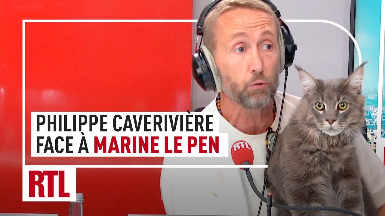 Philippe Caverivière, et son chat, face à Marine Le Pen