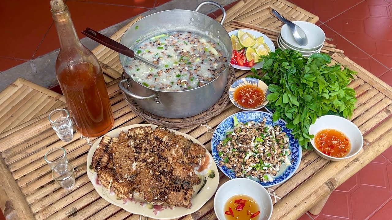Đặc sản miền Tây - “Lai Rai” Nhộng Ong Rừng đem nấu cháo, tàn Ong Non chiên giòn |MLQ#95