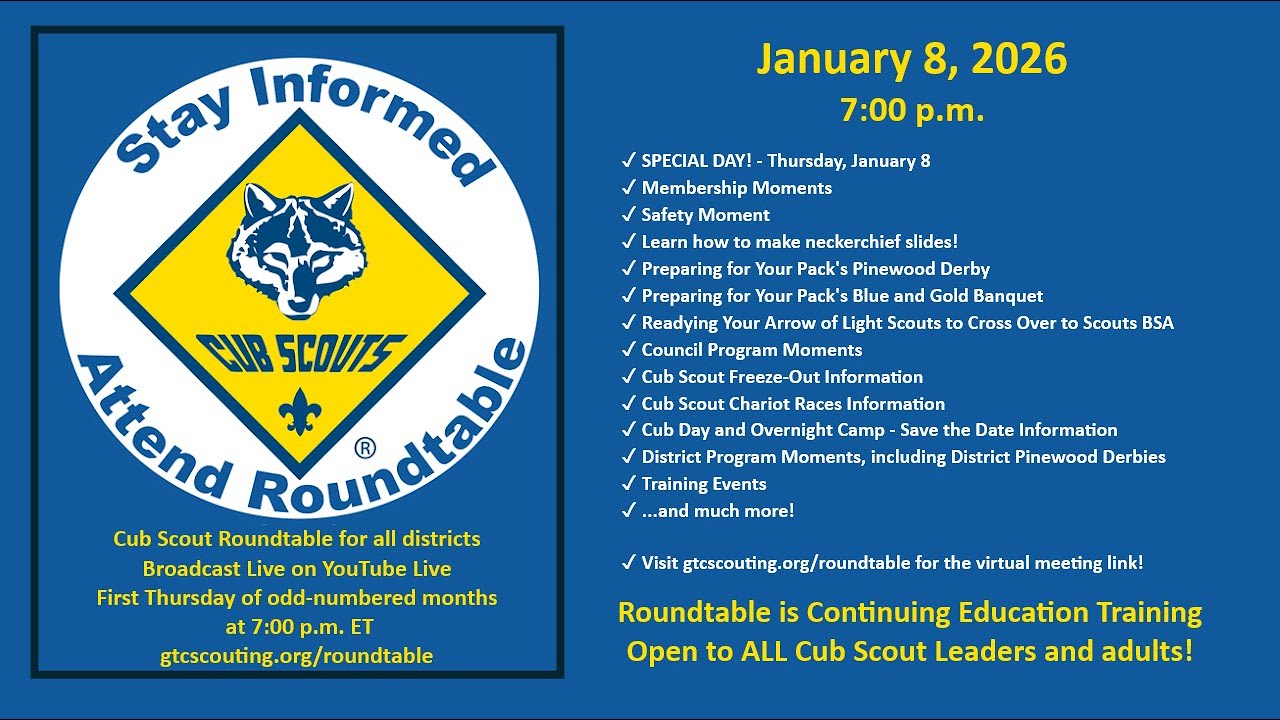 Great Trail Council March, 2026 Cub Scout Roundtable
