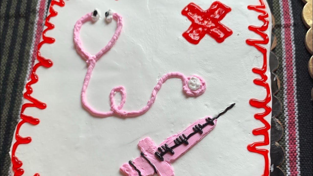 Doctor theme cake decoration idea|whipped cream se doctor cake design