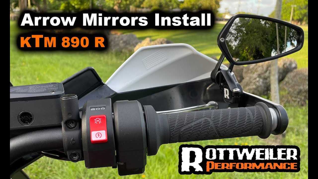 2021 KTM 890 Adventure R. Quick Flip Arrow Mirrors Kit from Rottweiler Performance.