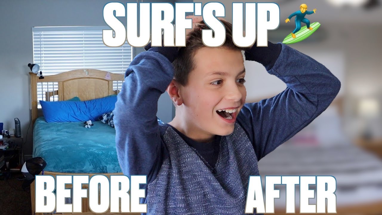 SURF THEMED BOYS BEDROOM EXTREME MAKEOVER REVEAL | NEW ROOM REMODEL SURPRISE | BEFORE AND AFTER