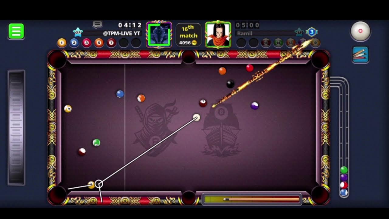 8 ball  pool trickshot on the best account