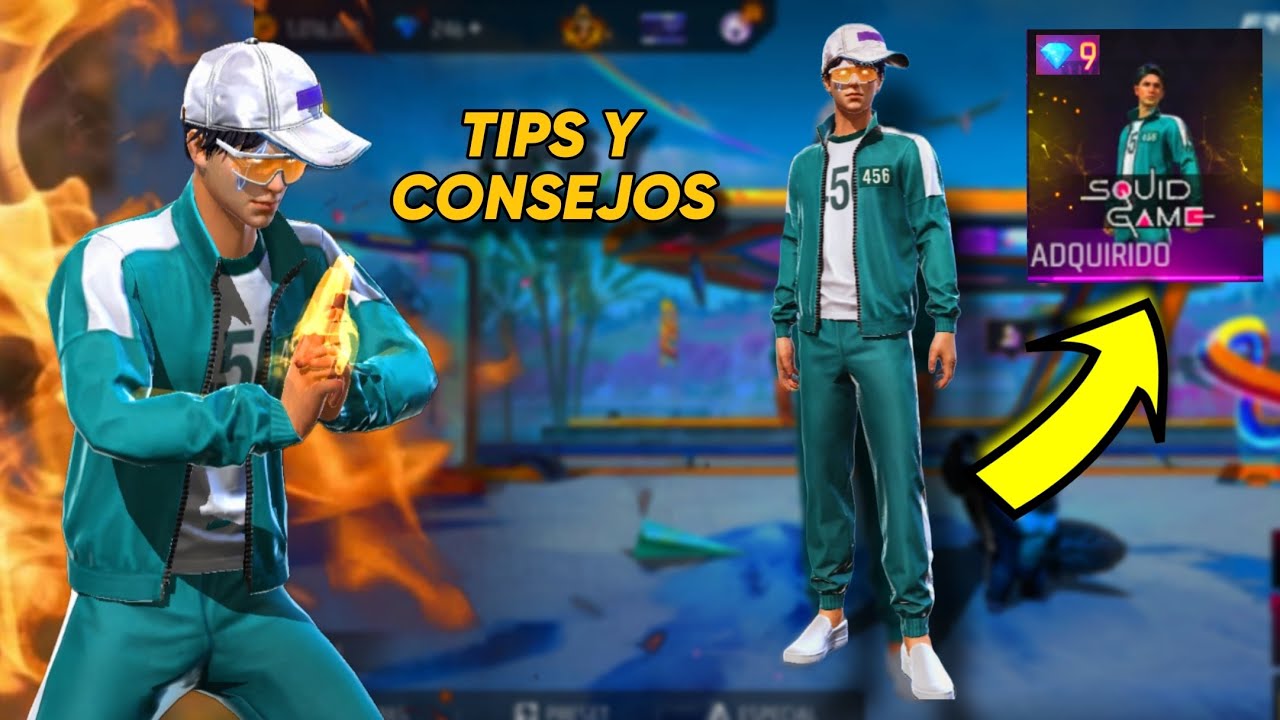 CONSIGO LA SKIN DEL JUEGO DEL CALAMAR EN FREE FIRE Y ME DIO HACKS - SOLO VS SQUADS TIPS Y CONSEJOS