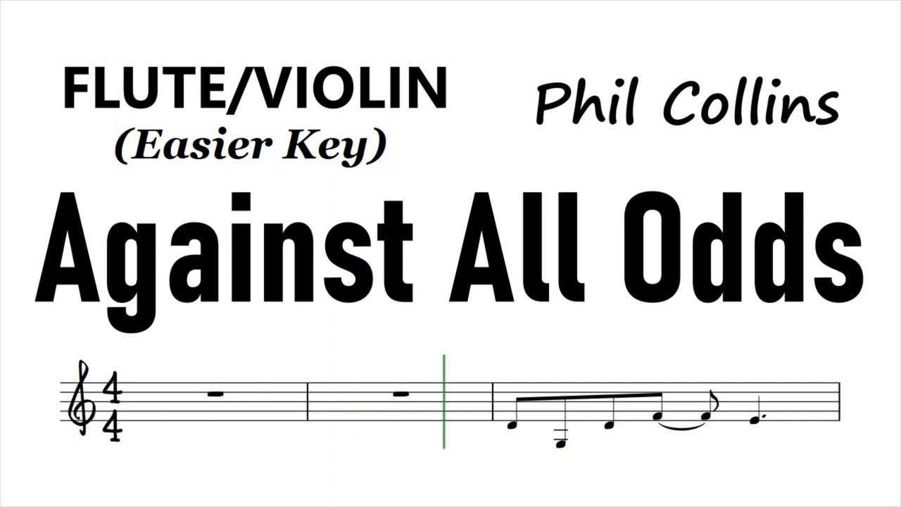 AGAINST ALL ODDS Flute Violin Easier Key Phil Collins Sheet Backing Play Along Partitura