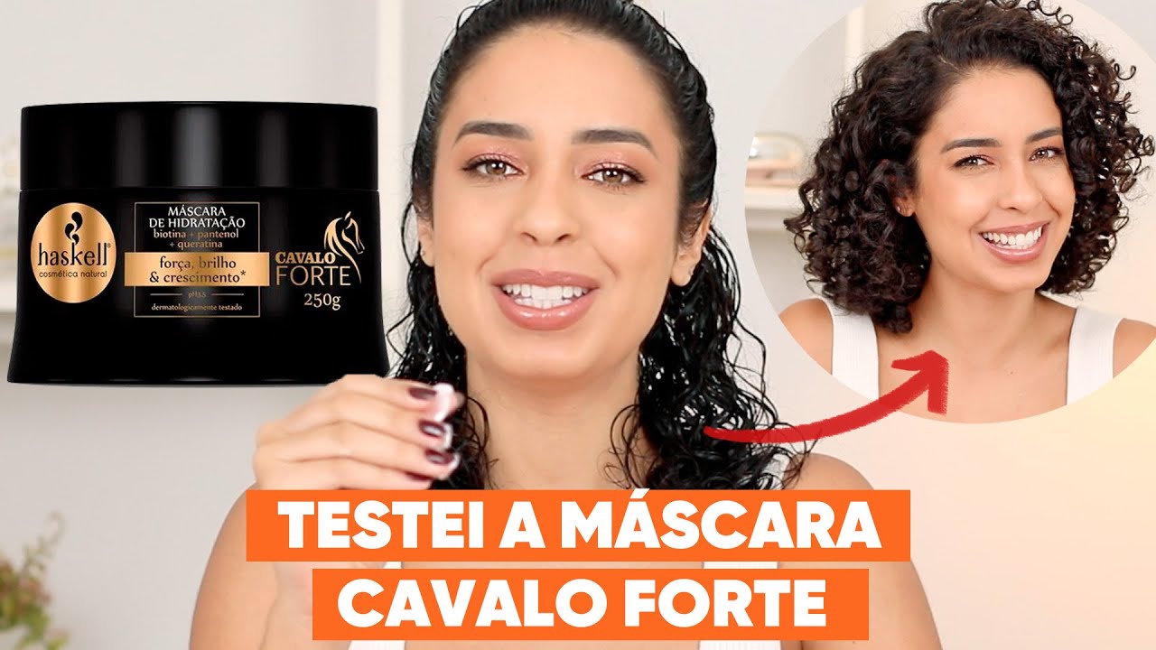 TESTEI A MÁSCARA CAVALO FORTE DA HASKELL NO MEU CABELO CACHEADO | JULIANA LOUISE