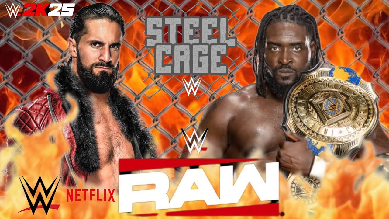 Seth Rollins Vs Oba Femi Steel Cage match wwe Raw on Netflix 19/1/26 wwe2k25 full show gameplay Hd.