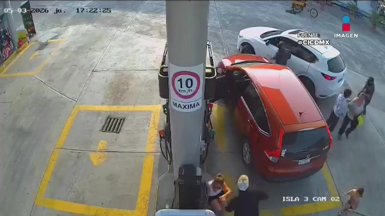 ¡En 30 segundos! Así asaltaron a una familia dentro de una gasolinera en Veracruz