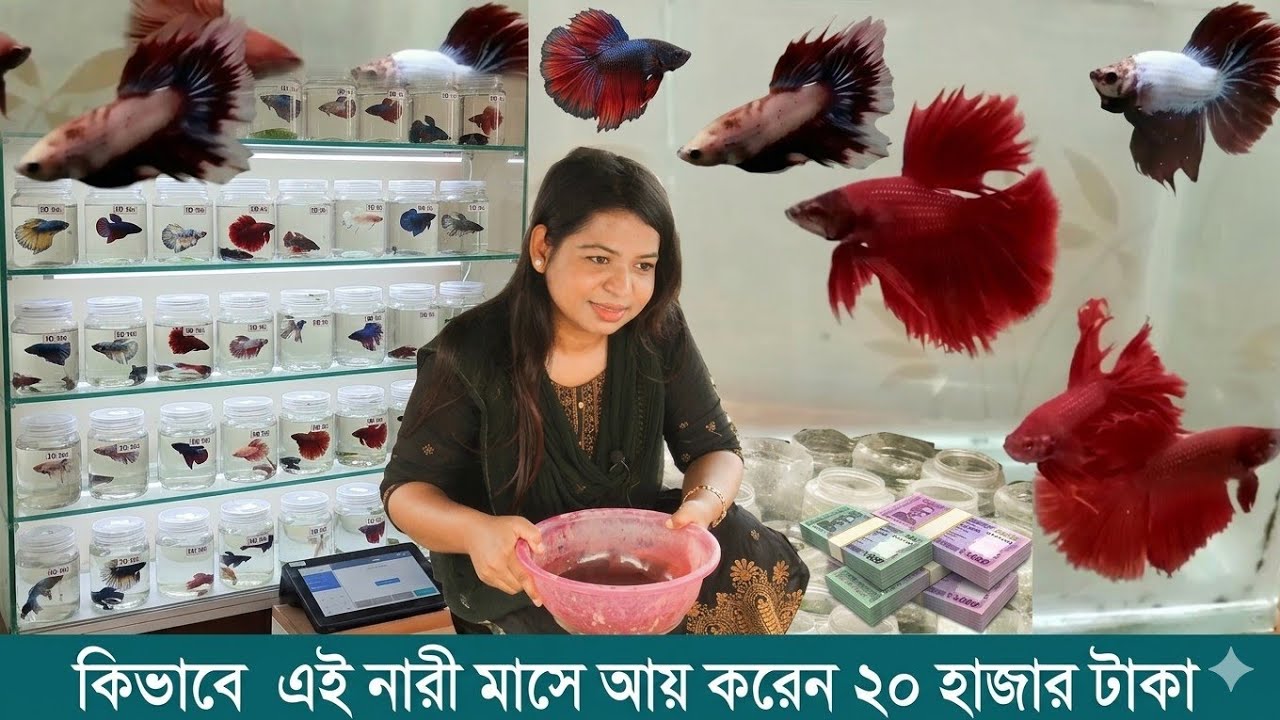 ঘরে বসে মাসে আয় ২০ হাজার টাকা।  রঙিন মাছ চাষে সফল রাজশাহীর  শারমিন শিলা।