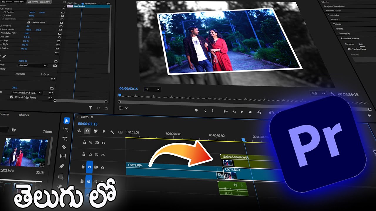Trendy Photo Click Effect in Premiere Pro 2025 | Wedding Video Editing Telugu Tutorial