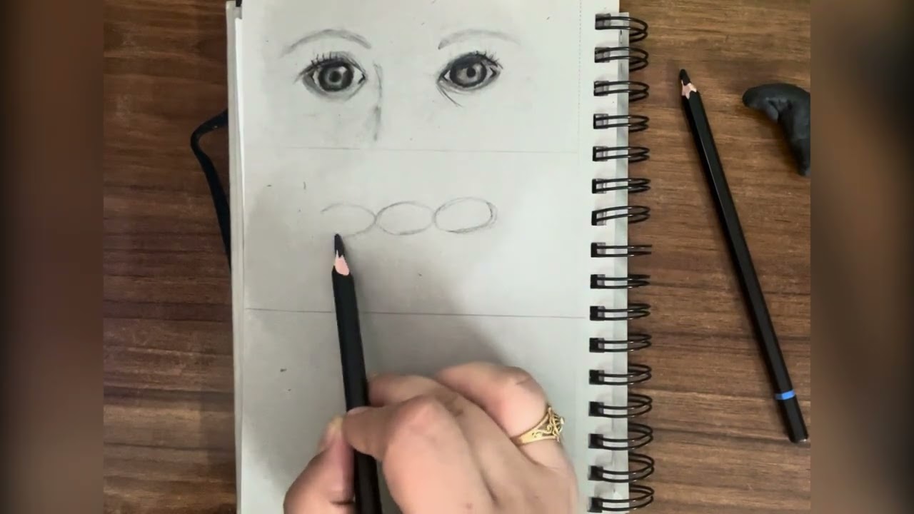 Age wise eye sketch in charcoal medium 