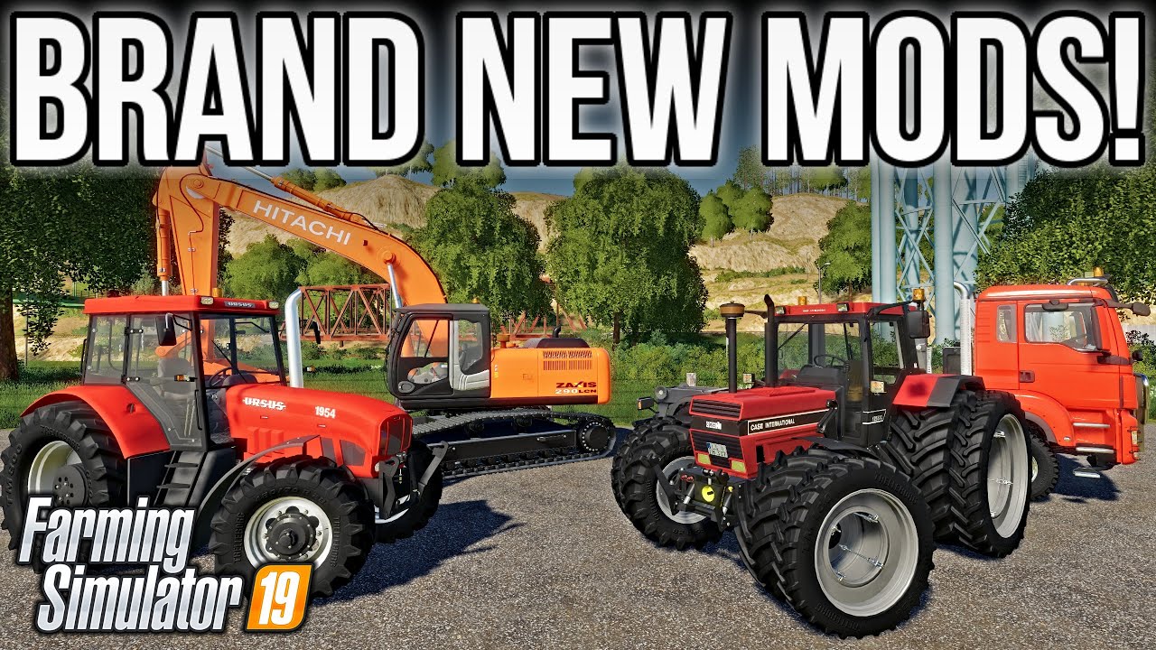 NEW MODS FS19! MODDED CASE 1455XL + HITACHI EXCAVATOR!