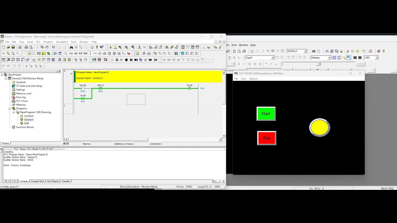 communication between CX-Programmer and CX-Designer through Simulation - No Hardwire involved