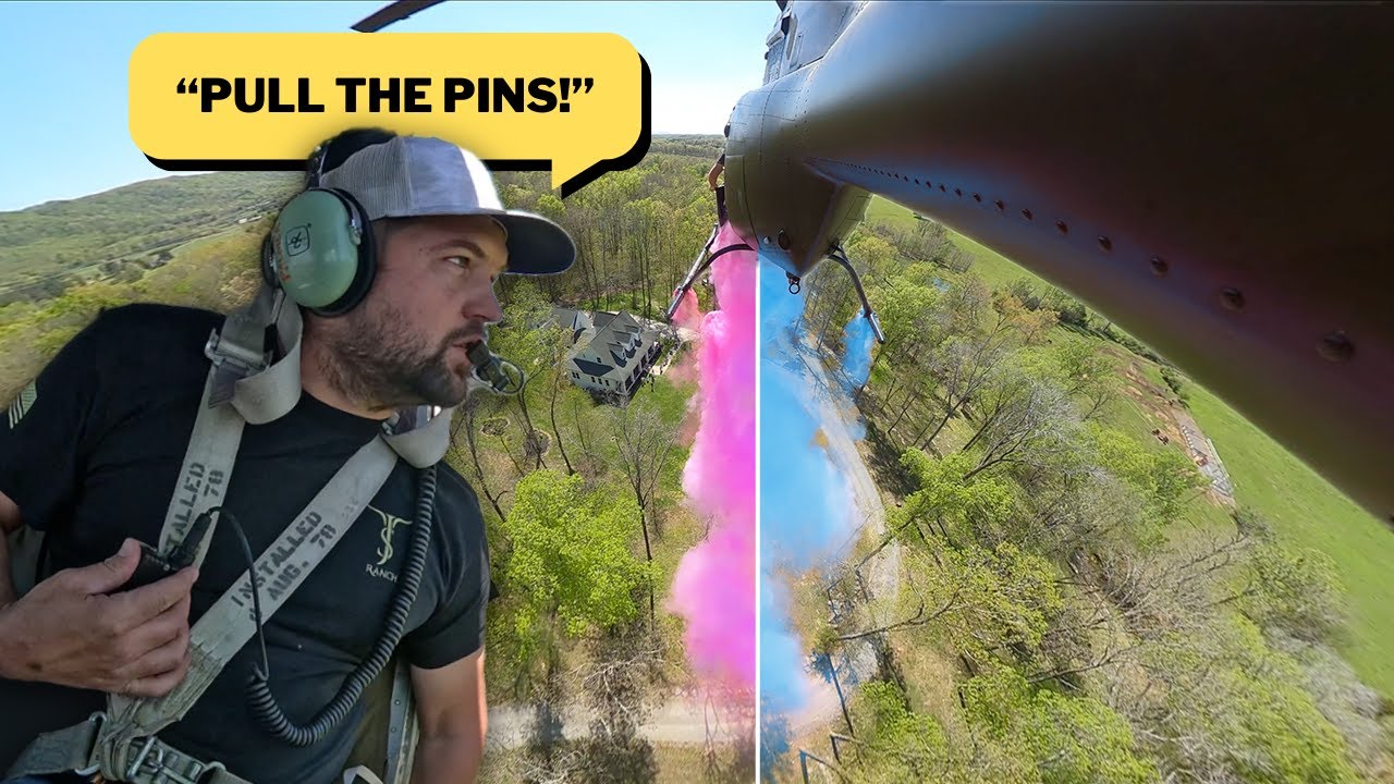 EPIC Helicopter Fly-Over & Smoke Grenade Drop Gender Reveal!