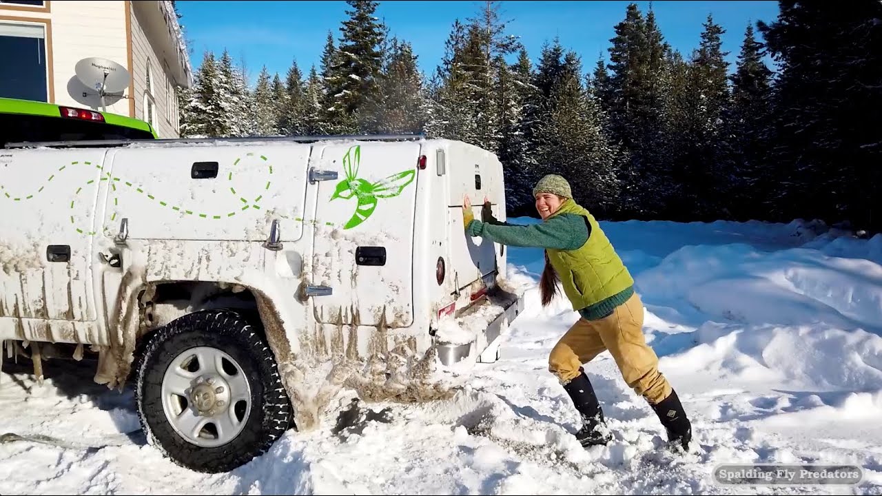 Equine Vet Doc Jenni’s Green Hornet Is Pulled Out Of Snow By Farrier So She Can X-ray Clients Horse