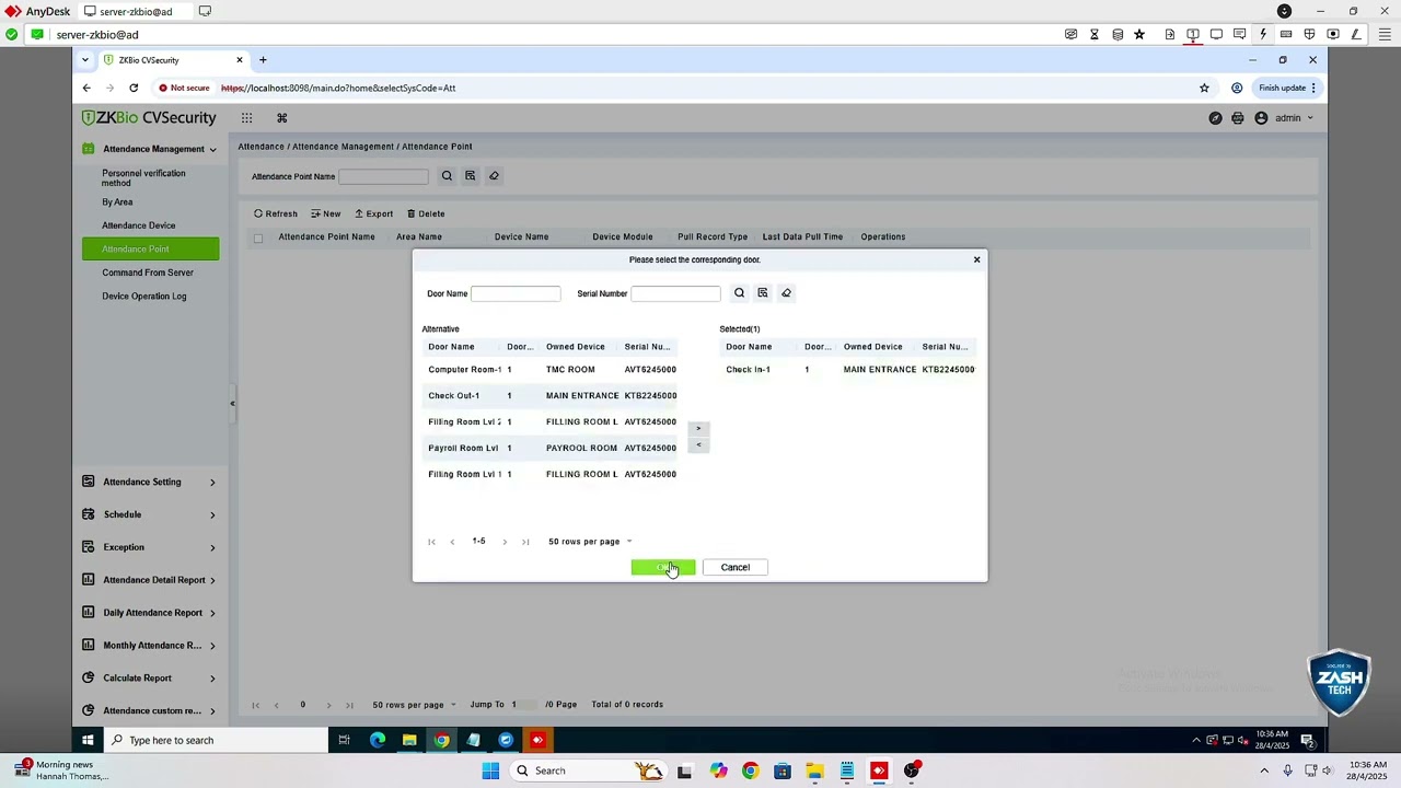 1. ZKBio CVSecurity - How to set Attendance Point