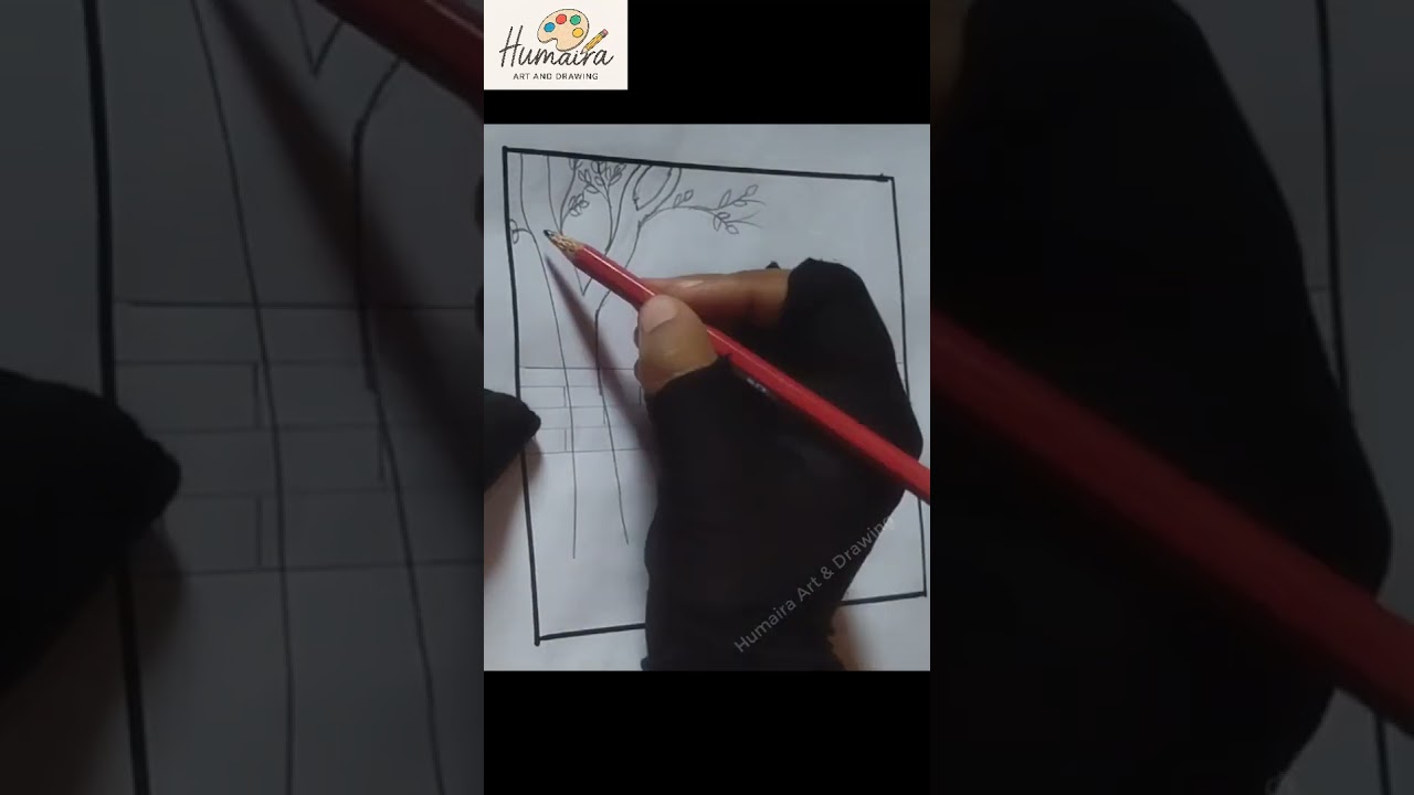 Stone Bridge Pencil Sketch ✍️ | Easy Nature Drawing | #Shorts #sketchart