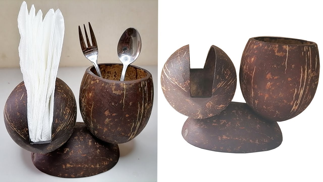 Rustic Napkin Holder DIY || Wooden Napkin Holder for Tables From Coconut Shell Crafts