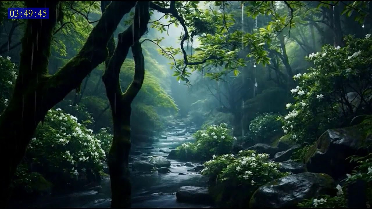 Healing Rain Sounds from a Tropical Forest River for Calm Awareness