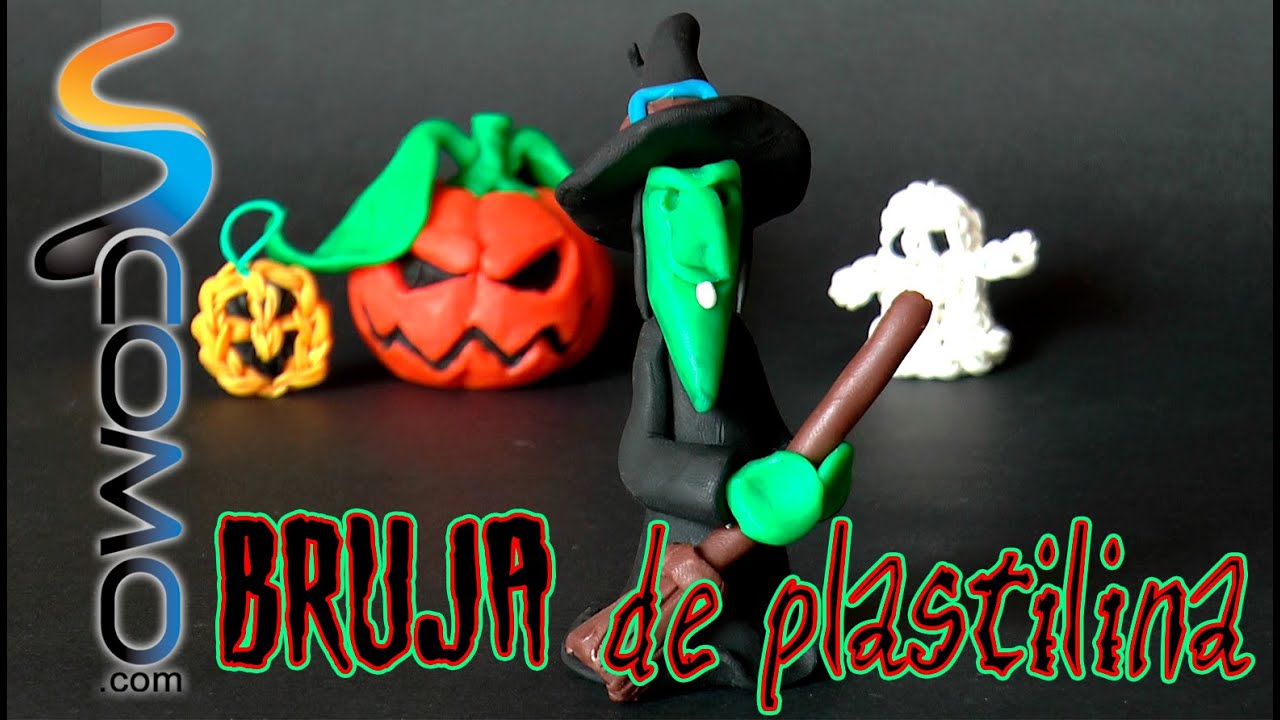 Bruja de plastilina para Halloween