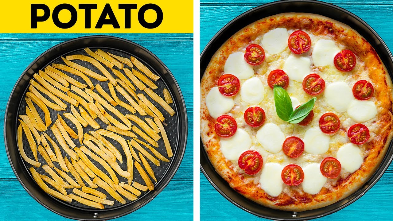 Easy And Delicious Food Recipes With Fast Food, Pizza, Marshmallow And Chocolate