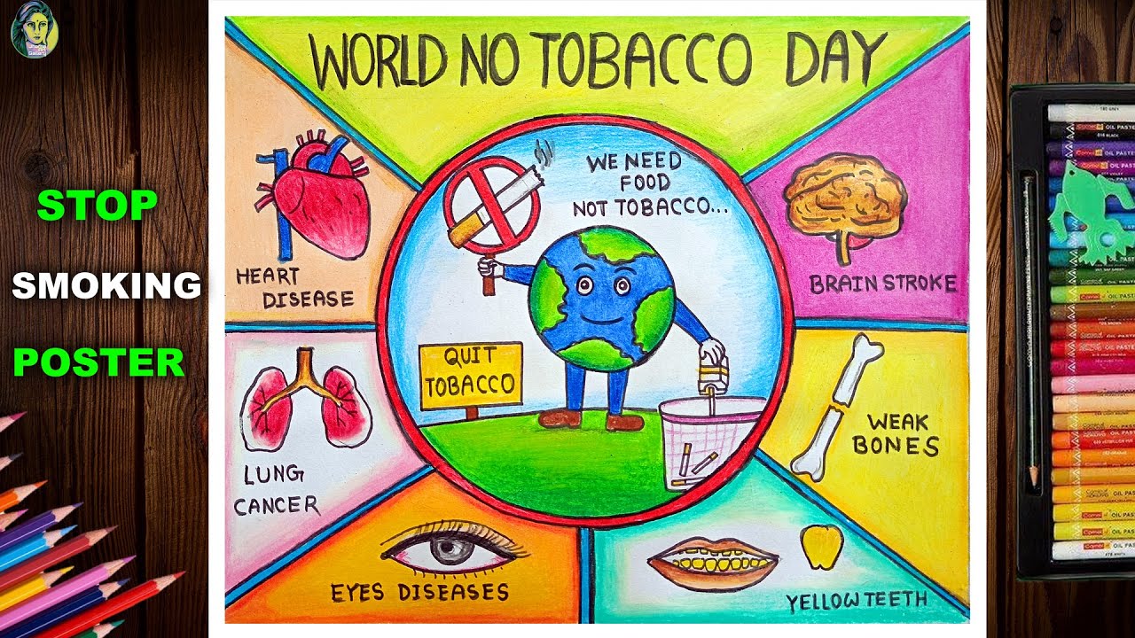 World No Tobacco Day Poster Drawing Easy | Anti Tobacco Day Drawing | Stop Smoking Poster Drawing