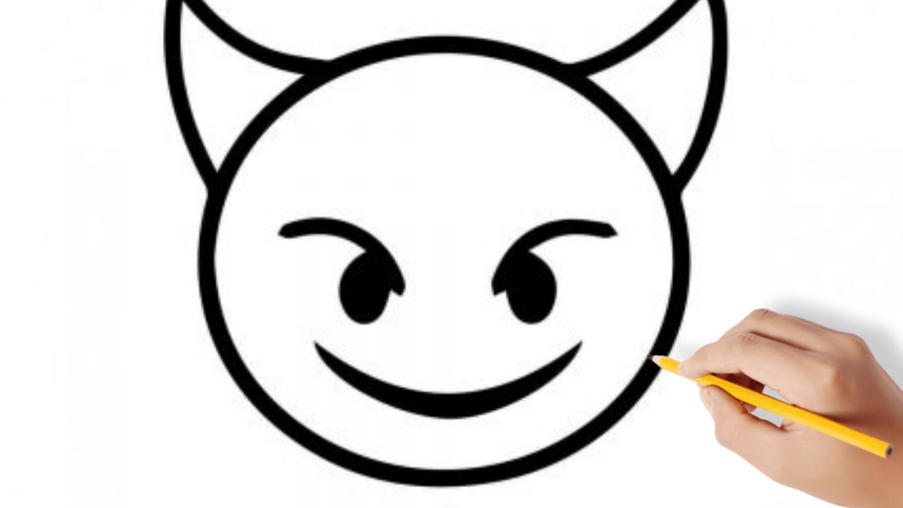 Como dibujar al Emoji de diablito paso a paso