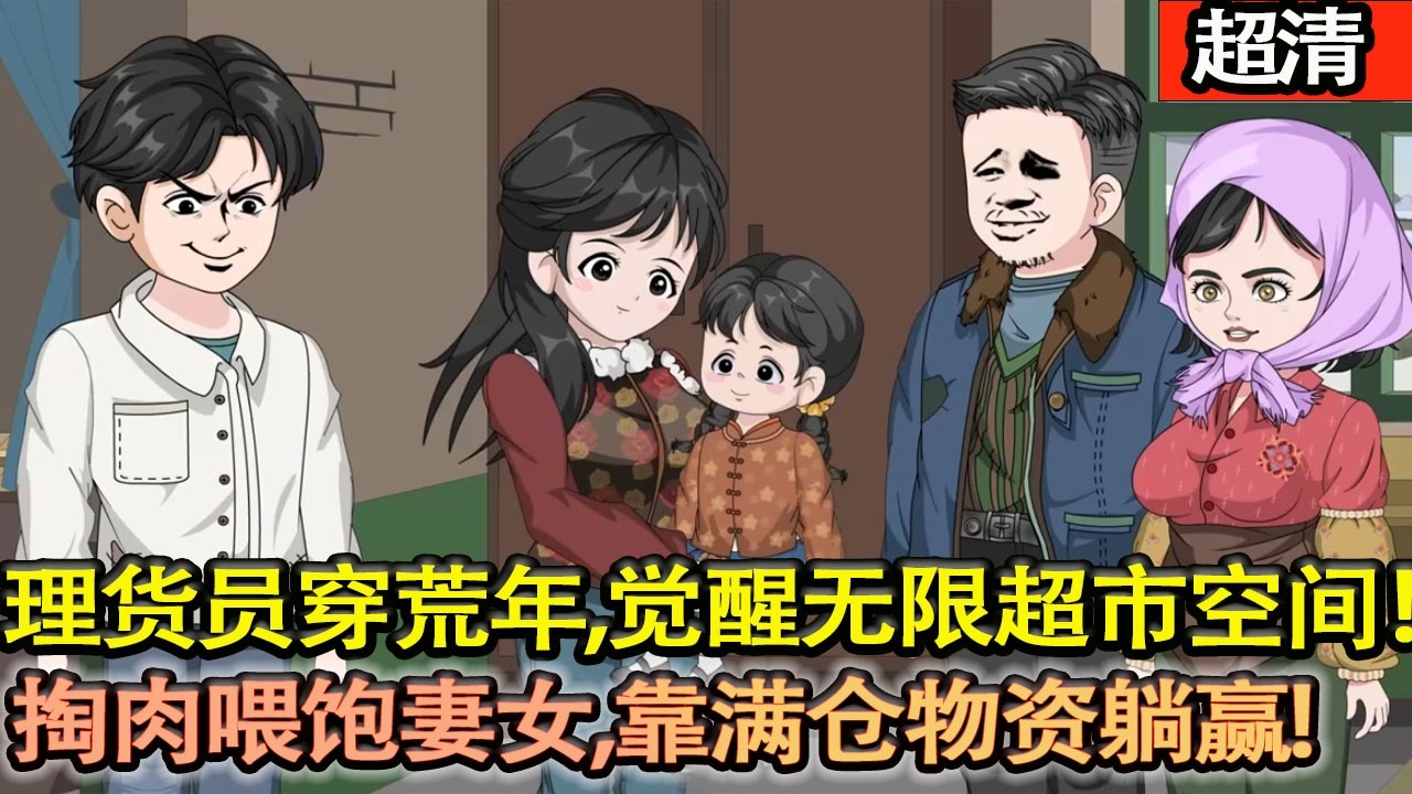 沙雕動畫【理貨員高星炎穿大荒年，覺醒無限超市空間！悄悄掏肉餵飽妻女，靠滿倉物資在饑荒年代躺贏！】#乖仔动画