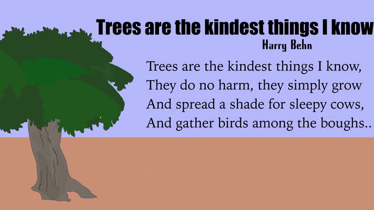 Trees are the kindest things i know: ICSE poem class 4