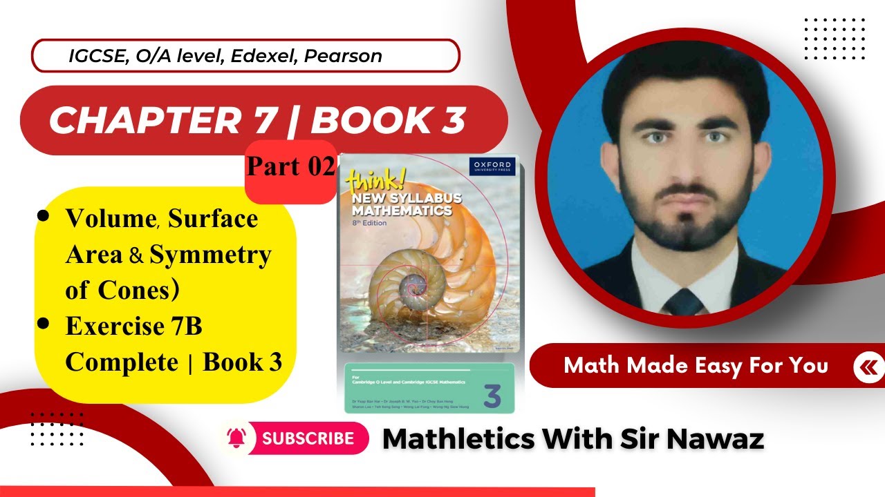 Chapter 7 (Ex 7B) Book 3 Mensuration | Volume & Surface Area of Cones #maths #olevels #igcse