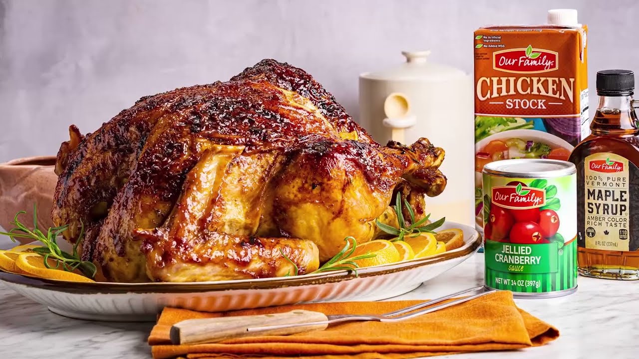 Cranberry Orange Glazed Roasted Turkey from Our Family