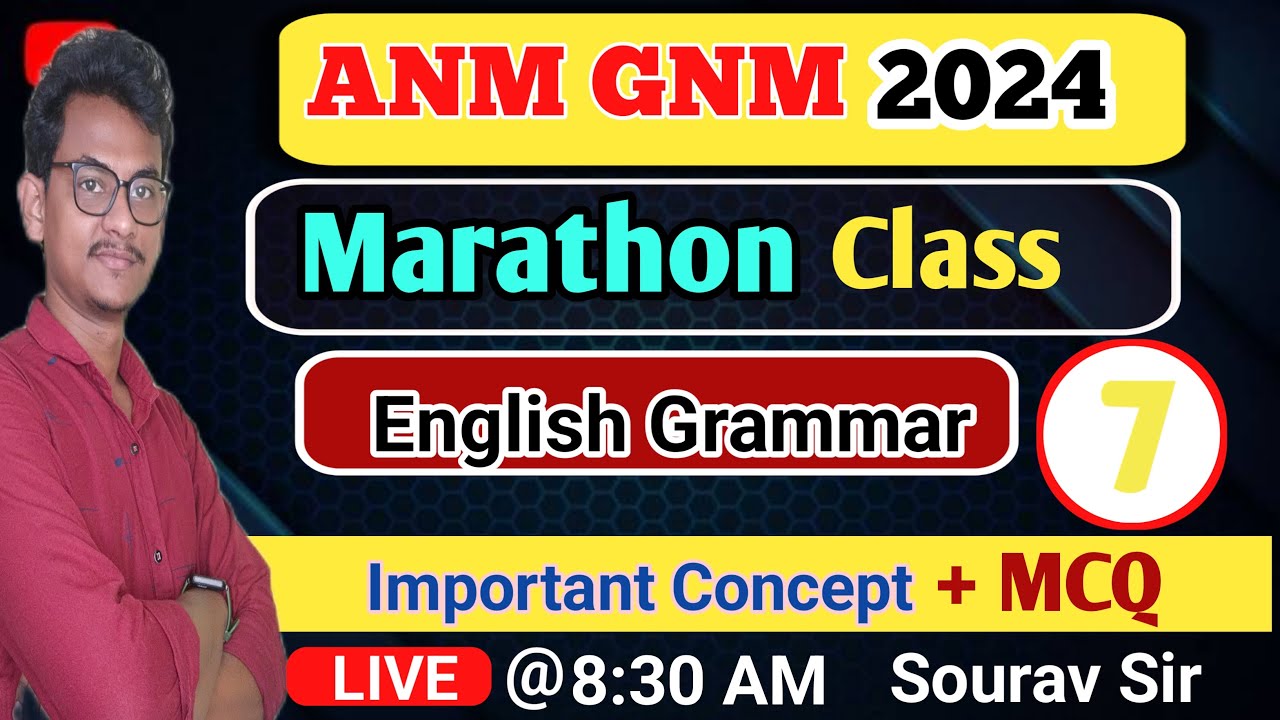 GNM ANM 2024 Class English Grammar | English Grammar Marathon Series | By Sourav Sir