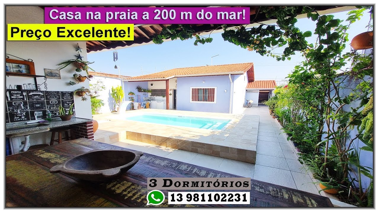 🏠 Casa na praia com piscina e edícula a 200 m do mar preço excelente!
