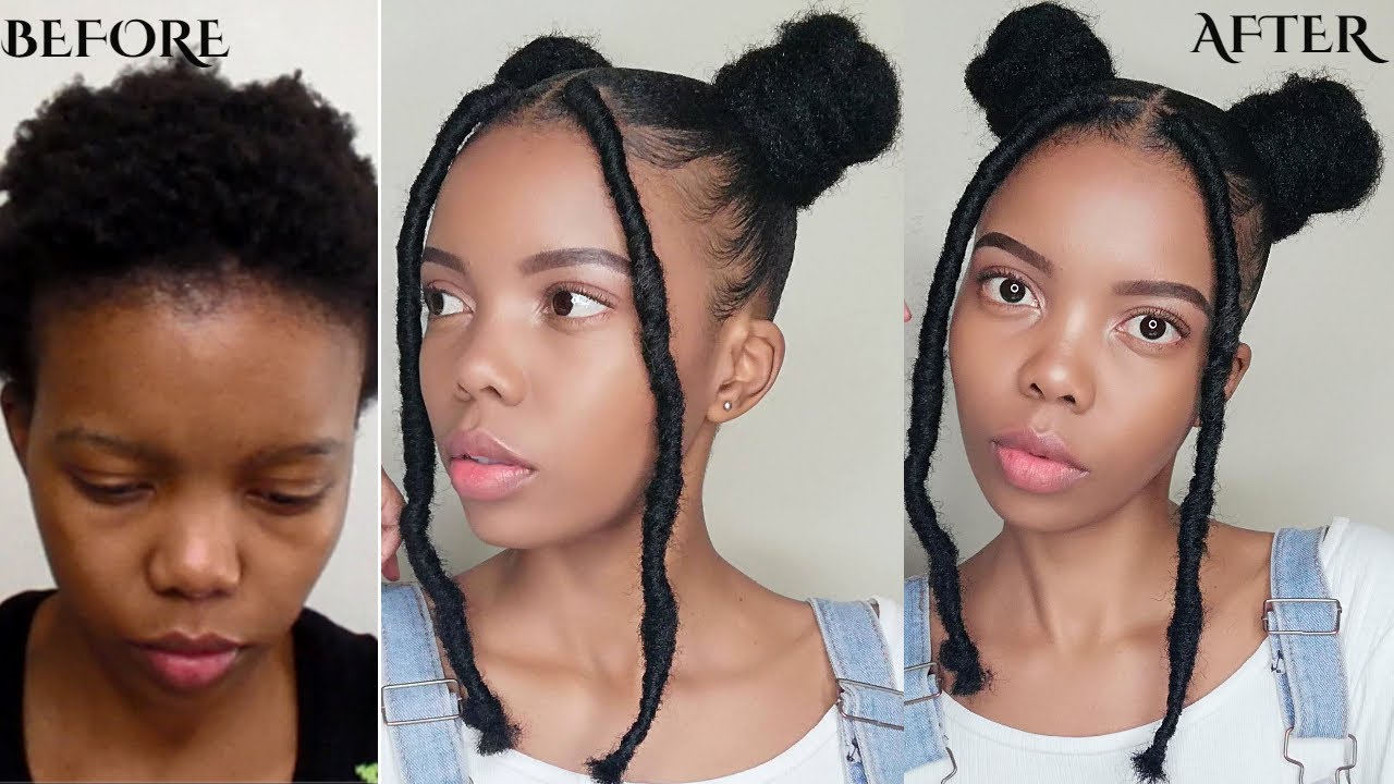 How To Double Space Buns On Short Natural Hair | Marley Hair |Back to school hairstyles