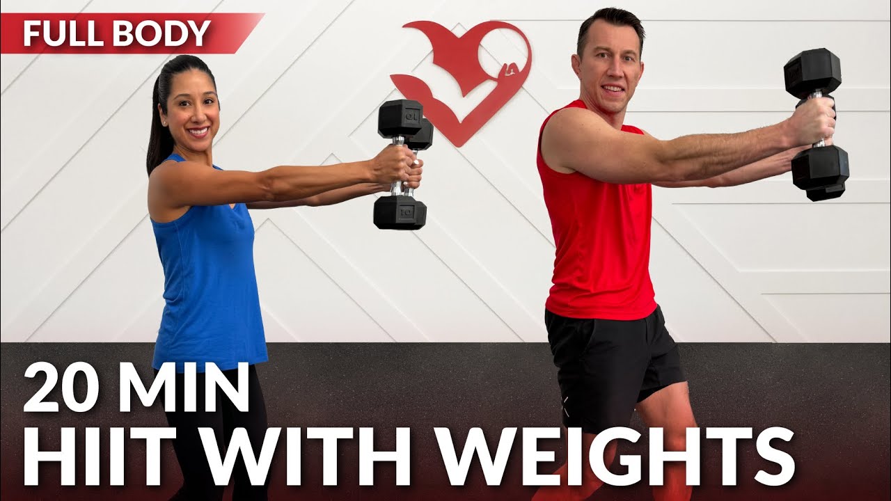 20 Minute HIIT Workout with Weights at Home for Fat Loss - Dumbbell Full Body No Jumping Women & Men