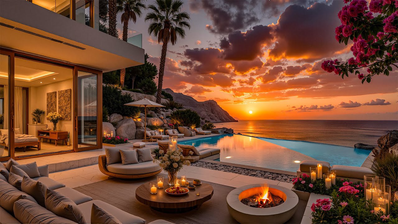 Melodious Jazz Music On The Balcony Of A Luxury Beachfront Villa - Gentle Jazz & A Cozy Sunset Vibes
