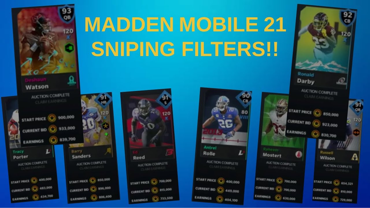 MADDEN MOBILE 21 SNIPING FILTERS!! BEST 2-STEP FILTER ROTATION!!