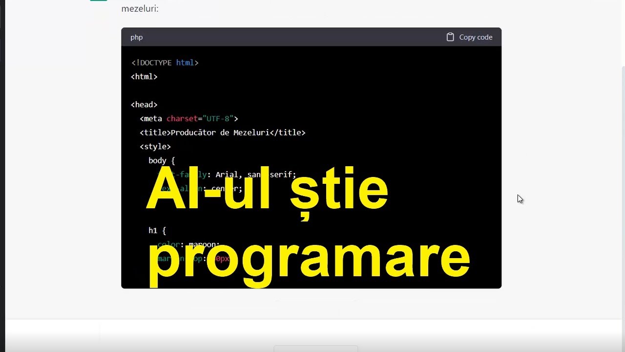 Creare site simplu cu Chat Gpt - știe cod
