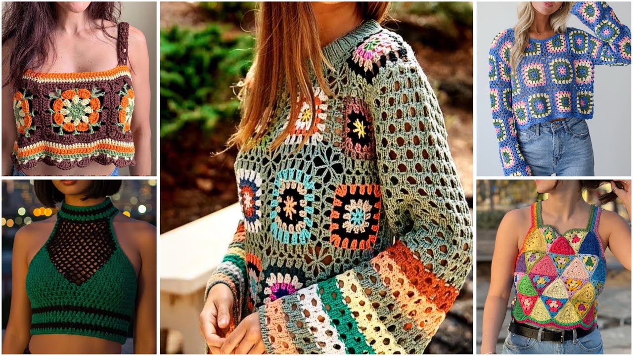 Gorgeous crochet flower pattern fancy top/tunic top designs ideas