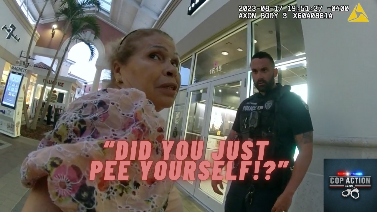 Shoplifting granny ARRESTED after hiding shoes in her clothes at the Mall.