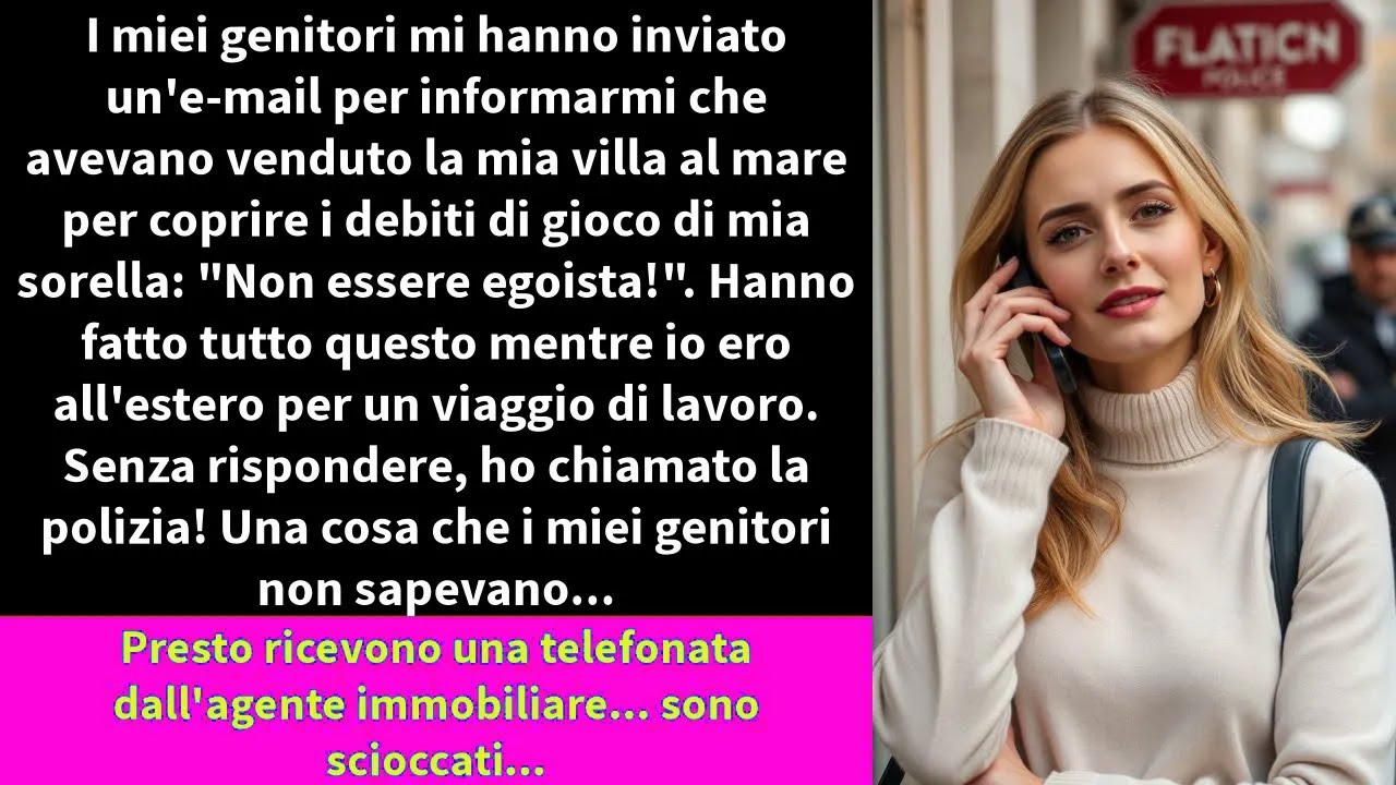 I miei genitori mi hanno inviato un'e-mail per informarmi che avevano venduto la mia villa al mare