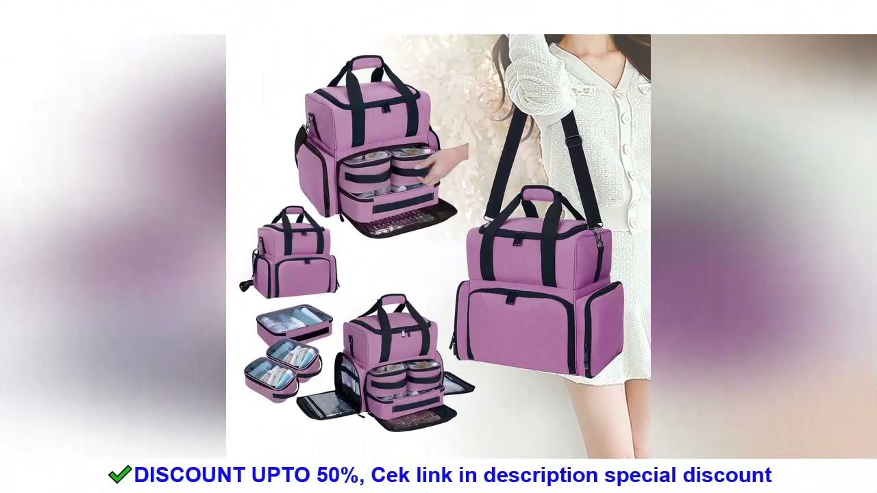 UOZL Large Capacity Double-layer Makeup Bag with 3 Removable Pouches and 2 Removable Compartments wi